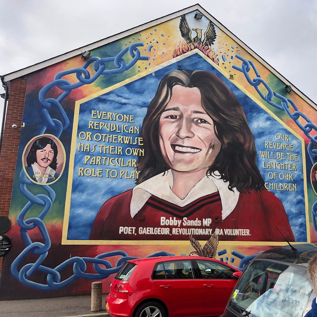 Bobby Sands Falls Road Mural depicting a Irish Republican who died on Hunger strike